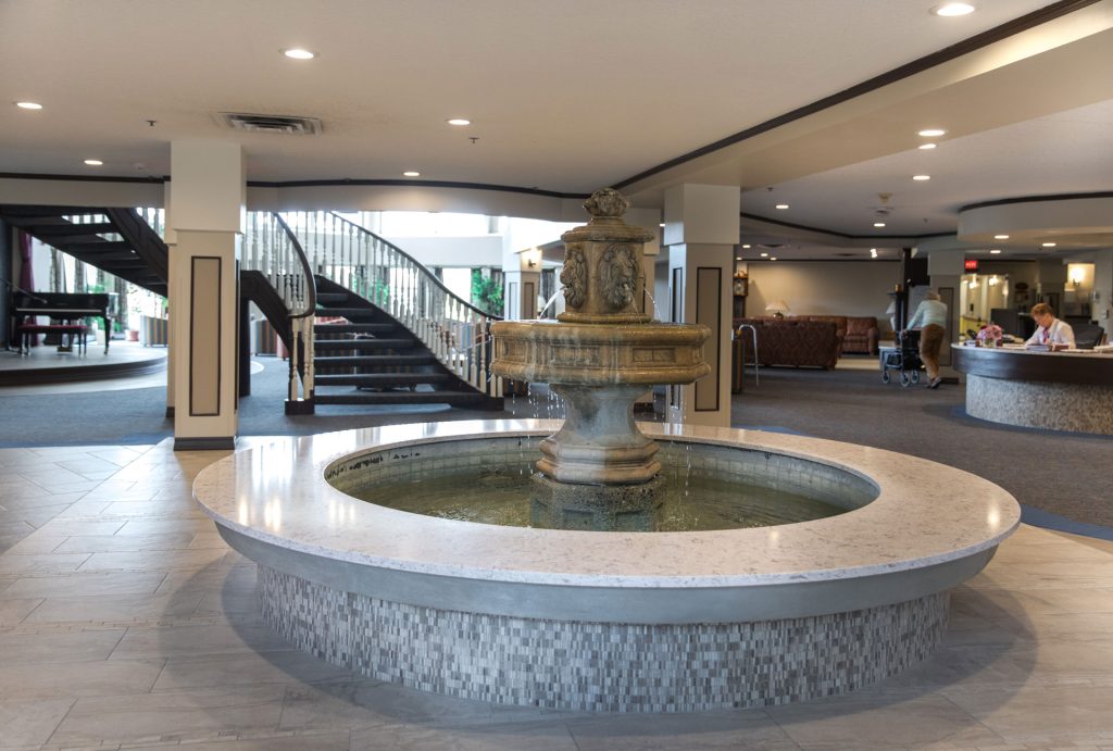 fountain in lobby